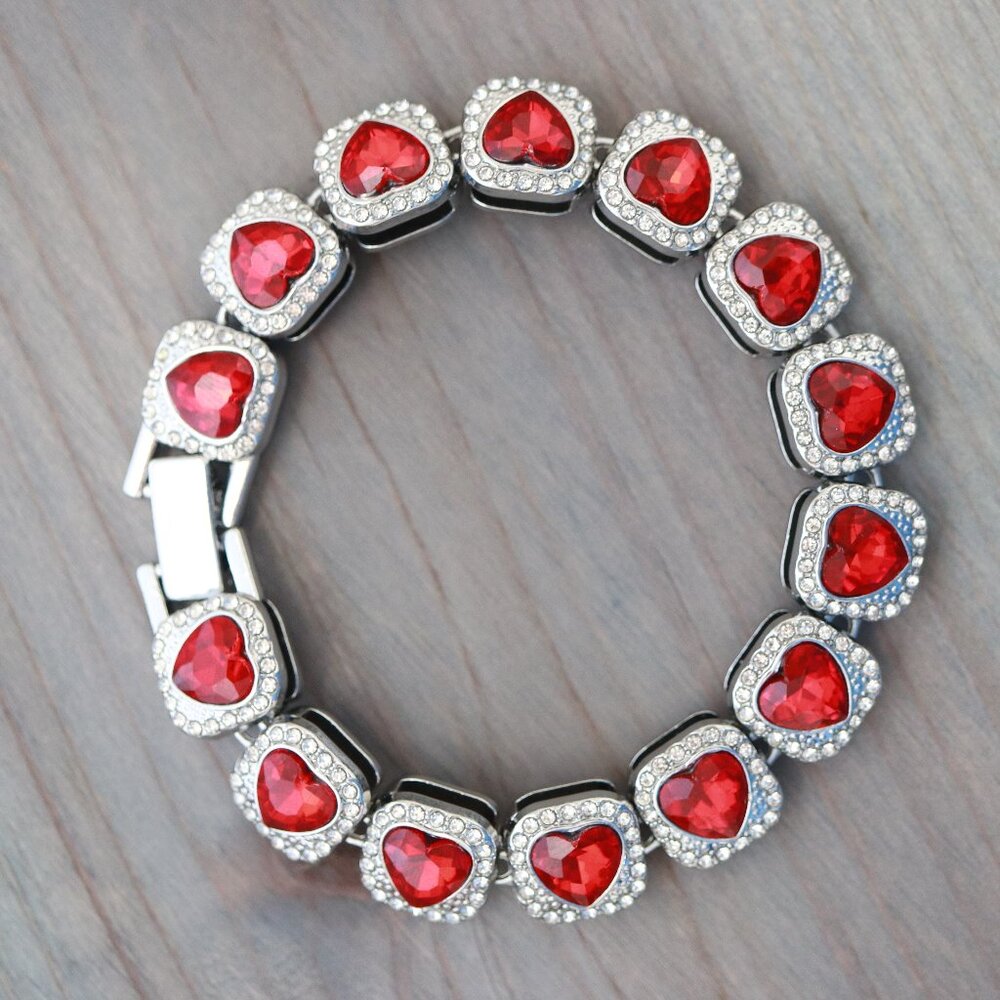 Red Heart Crystal Bracelet - Women Jewelry